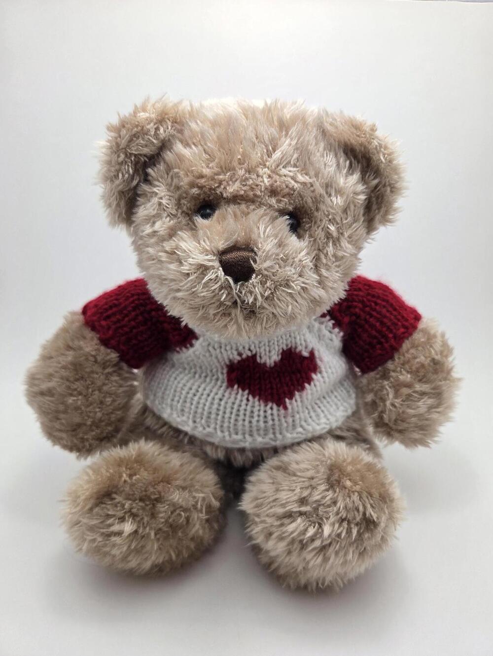 Gund Teddy Bear Red White Sweater Heart! Vintage Bear Plush (11 inch)
